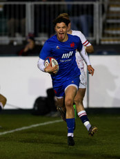 Leo Drouet celebrates as he crosses the line to score a try 10/3/2023