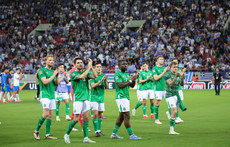 The Ireland team applaud the fans after the game 13/10/2024