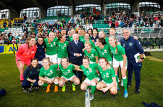 Michael D. Higgins with The Republic of Ireland Womens' team 31/8/2018