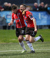 Michael Duffy celebrates his goal with Adam O’Reilly 15/5/2023