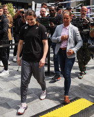 Katie Taylor with a security guard 17/5/2023 