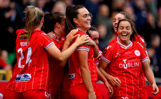 Jess Gargan celebrates scoring her side’s third goal with her teammates 20/10/2024 