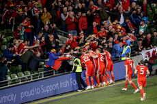 Harry Wilson celebrates scoring his side's first goal with teammates 16/10/2018