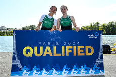 Margaret Cremen and Aoife Casey celebrate after securing qualification for the 2024 Paris Olympics 9/9/2023