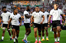 Fiji players dejected after conceding a try 17/9/2023