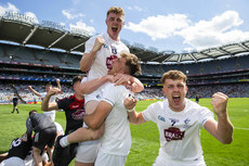 Jimmy Hyland, Brian McLoughlin and Ruadhan O'Giollain celebrate after the game 5/8/2018