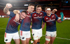 Sean O’Brien, Shane Daly, Gavin Coombes and Alex Kendellen celebrate after the game 27/4/2024