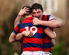 Sam Owens celebrates after scoring his teams fifth try with Fionn Gilbert 10/2/2024