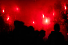 Drogheda fans light flares before the game 15/9/2023