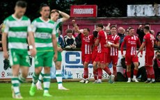 Sligo Rovers celebrate Simon Power’s second goal 28/6/2024