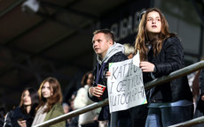 An Ireland fan with a sign looking for Katie McCabe’s autograph 25/10/2024