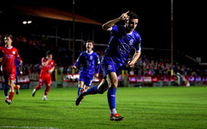 Padraig Amond celebrates scoring the first goal from a penalty 18/10/2024