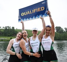 Emily Hegarty, Natalie Long, Imogen Magner and Eimear Lambe celebrate qualifying for the Olympic Games 21/5/2024