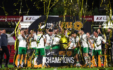 Cork City celebrate winning the SSE Airtricity League First Division 18/10/2024