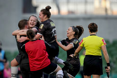 Lauren Kelly celebrates scoring her sides second goal with Tom Elmes 3/11/2019