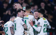 Cian Bargary is congratulated by teammates after scoring his side's fifth goal of the match 18/10/2024