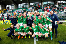 Michael D. Higgins with The Republic of Ireland Womens' team 31/8/2018