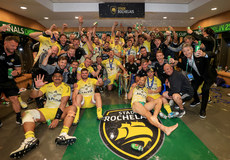 La Rochelle celebrate in the changing rooms after the game 20/5/2023