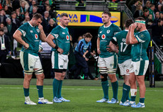 Peter O'Mahony, Iain Henderson, Cian Healy, Tadhg Beirne and Rob Herring dejected after the match 8/11/2024