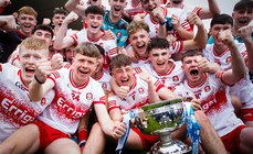 Derry celebrate winning with the Tom Markham Cup 7/7/2024