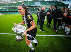 Lauren Dwyer celebrates with the trophy after the game 3/11/2019