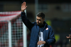 John Russell applauds the travelling fans after the game 14/10/2024