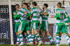 Dylan Watts celebrates scoring a goal with teammates 18/10/2024