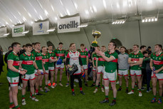 Mayo players celebrate with the Paddy Francis Dwyer Cup 20/1/2023