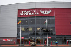 A view of the Ray Gravell statue outside Parc y Scarlets before the game 18/10/2024