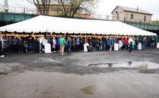 Fans shelter from the rain in Gaelic Park  5/5/2019