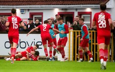 Sligo Rovers celebrate Simon Power’s goal 28/6/2024