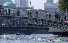 A view of competitors during the women’s race as they pass the Ha’penny Bridge 7/9/2024
