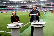 Uachtarán of the Camogie Association, Brian Molloy doing the draw for the semifinals 7/7/2024