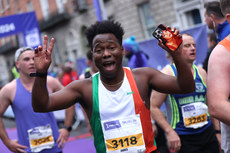 James Chestnut celebrates after completing the marathon 27/10/2024