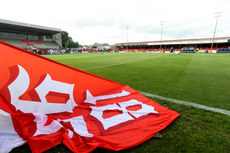 A view of Shelbourne supporters flag at Tolka Park28/6/2024