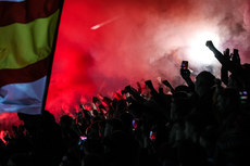 St Patrick's Athletic fans celebrate Brandon Kavanagh scoring a goal 25/10/2024