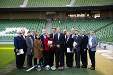 Catherine Martin TD and Thomas Byrne TD pictured with representatives from Irish sporting organisations during the launch 17/10/2024