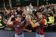 Warren Davis and Adam Foley celebrate with the cup 10/11/2024