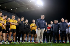 Jarlath Burns talks to the team huddle after the game 19/10/2024