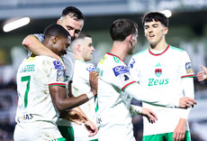 Mallik Dijksteel celebrates after scoring his side's sixth goal of the match with Charlie Lyons 18/10/2024