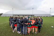A view of the Mayo team huddle after the game 28/1/2023