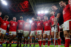 The Wales team huddle after the game 17/11/2024