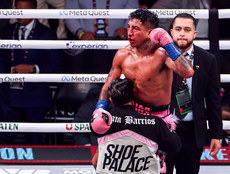 Mario Barrios celebrates believing he won the fight 15/11/2024