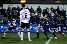 Colm Whelan and Ronan Boyce celebrate after Danny Mullen scored a goal 18/10/2024