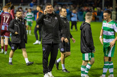 Kevin Doherty gestures at Shamrock Rovers fans after the game 18/10/2024