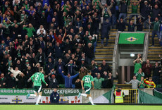 Brodie Spencer celebrates scoring his sides third goal with Conor Bradley 15/10/2024