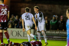 Luke Pearce congratulates goalscorer Simon Power 25/10/2024