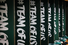 A view of Vodafone #TeamOfUs branding in the Ireland changing room 8/11/2024