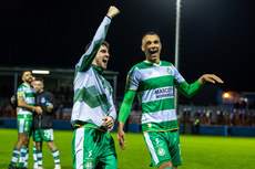 Dylan Watts and Graham Burke celebrate winning after the game 18/10/2024