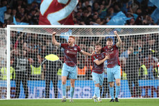 James Bolger, Aaron McNally and Andrew Quinn celebrate a goal 10/11/2024